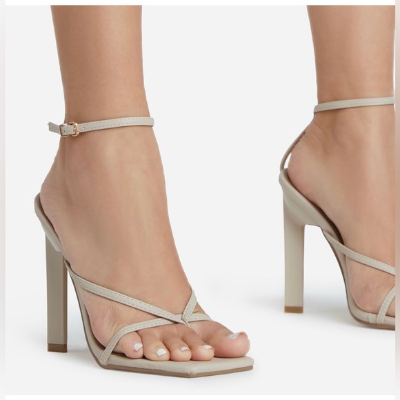 Elegant Cream Strappy Heels - Picture 1 of 6
